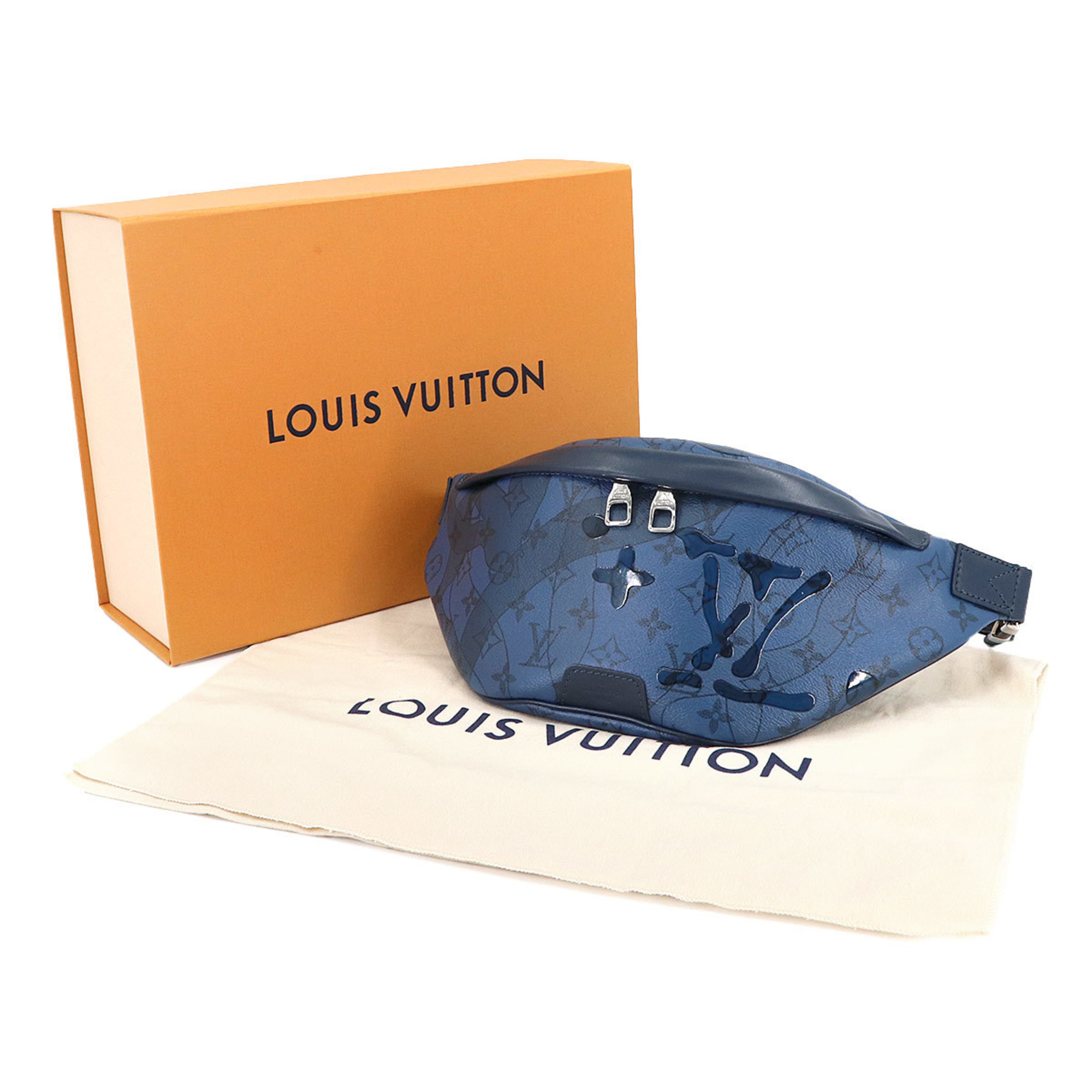 Louis Vuitton LOUIS VUITTON Monogram Aqua Garden Discovery Bum Bag PM Body Abyss Blue Silver Hardware M22576 RFID BumBag