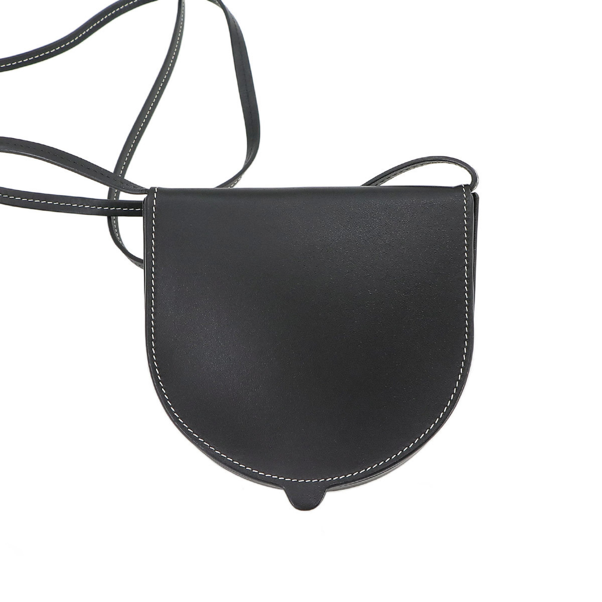 LOEWE Heel pouch Small Shoulder bag Leather Black 109.54.T14