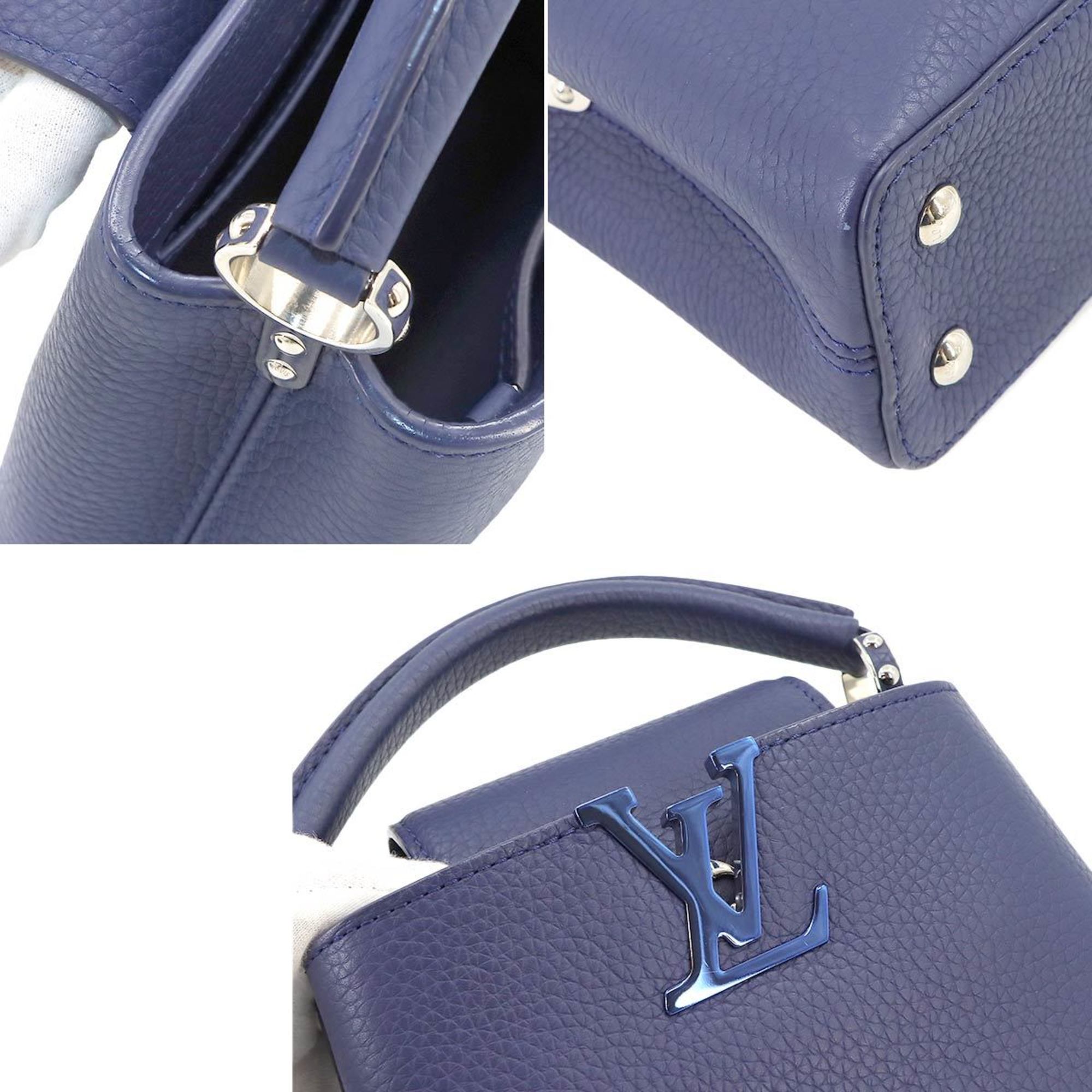 LOUIS VUITTON Capucines MINI 2way Hand Shoulder Bag Taurillon Leather Atlantic Dark Blue M56770 RFID