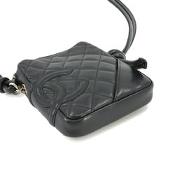 CHANEL Cambon Line Small Pochette Shoulder Bag Leather Black A25177