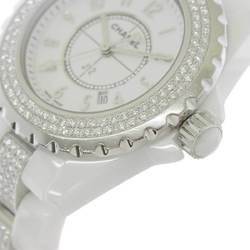 Chanel CHANEL J12 H1420 Ladies Watch Genuine Diamond Bezel Bracelet Date White Ceramic Quartz