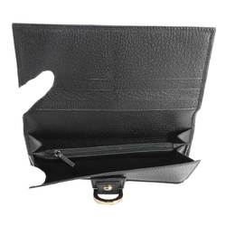 Gucci GG Canvas Bi-fold Long Wallet Leather Black 141412 Gold Hardware