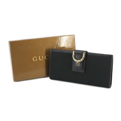 Gucci GG Canvas Bi-fold Long Wallet Leather Black 141412 Gold Hardware