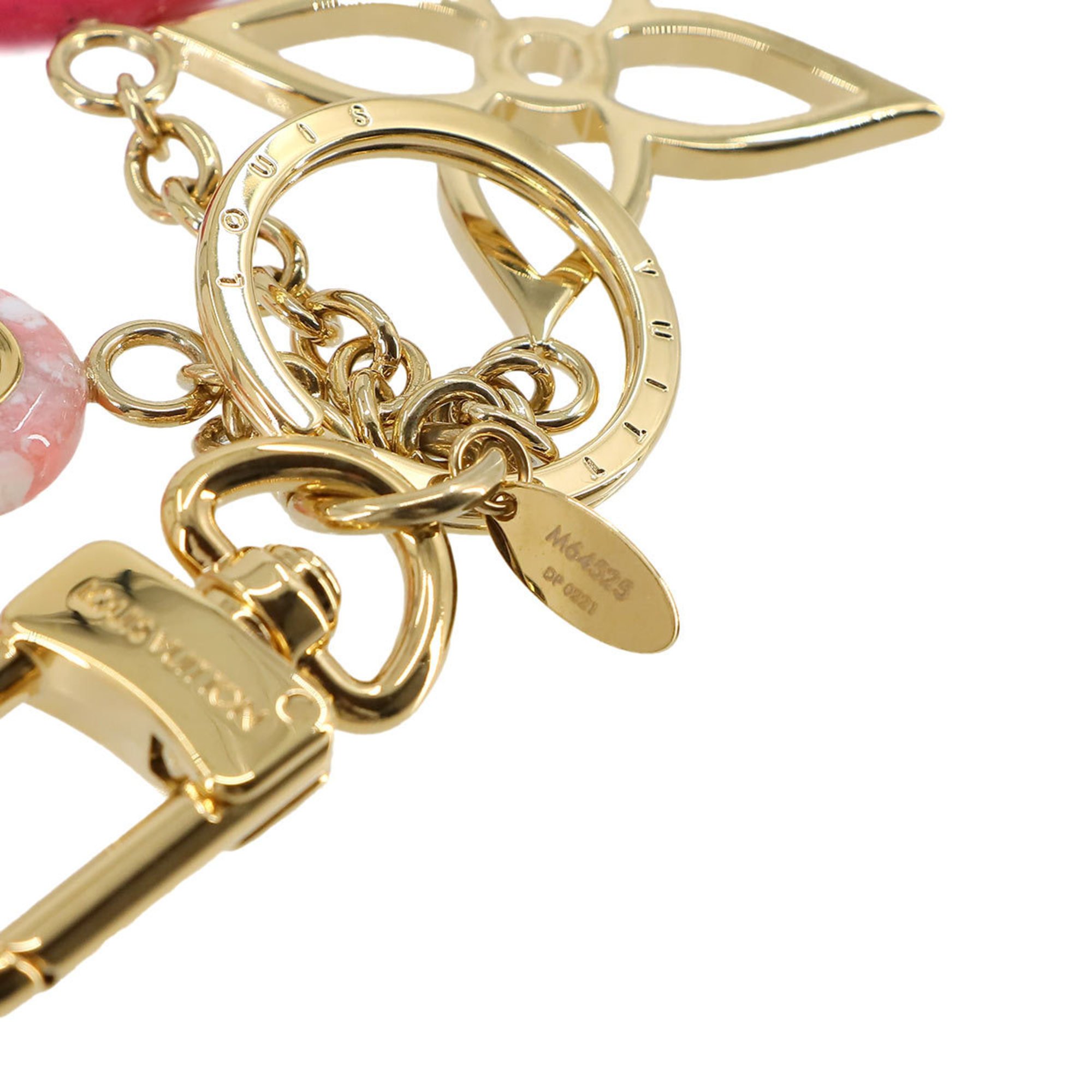 LOUIS VUITTON Bag Charm Colorline Monogram Key Holder Gold Pink M64525 and