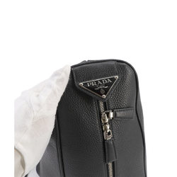 PRADA Triangle Backpack Leather Nero Black 2VZ099 Silver Hardware