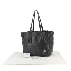 PRADA Leather Black 1BG223 Silver Hardware Tote Bag