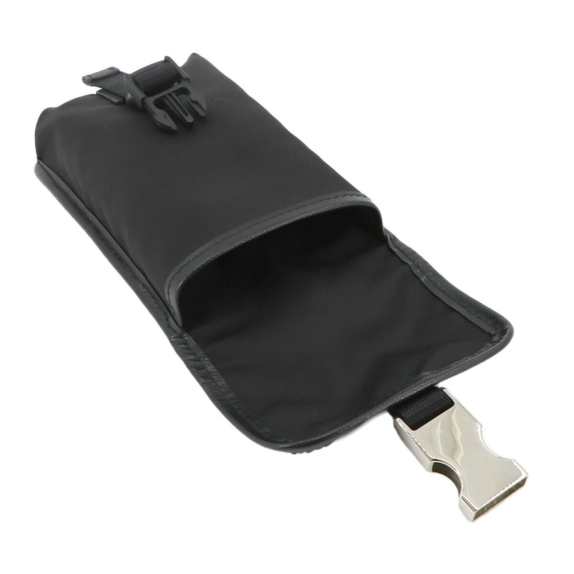 PRADA pouch nylon saffiano leather black silver hardware Mini Pouch