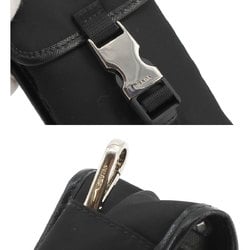 PRADA pouch nylon saffiano leather black silver hardware Mini Pouch