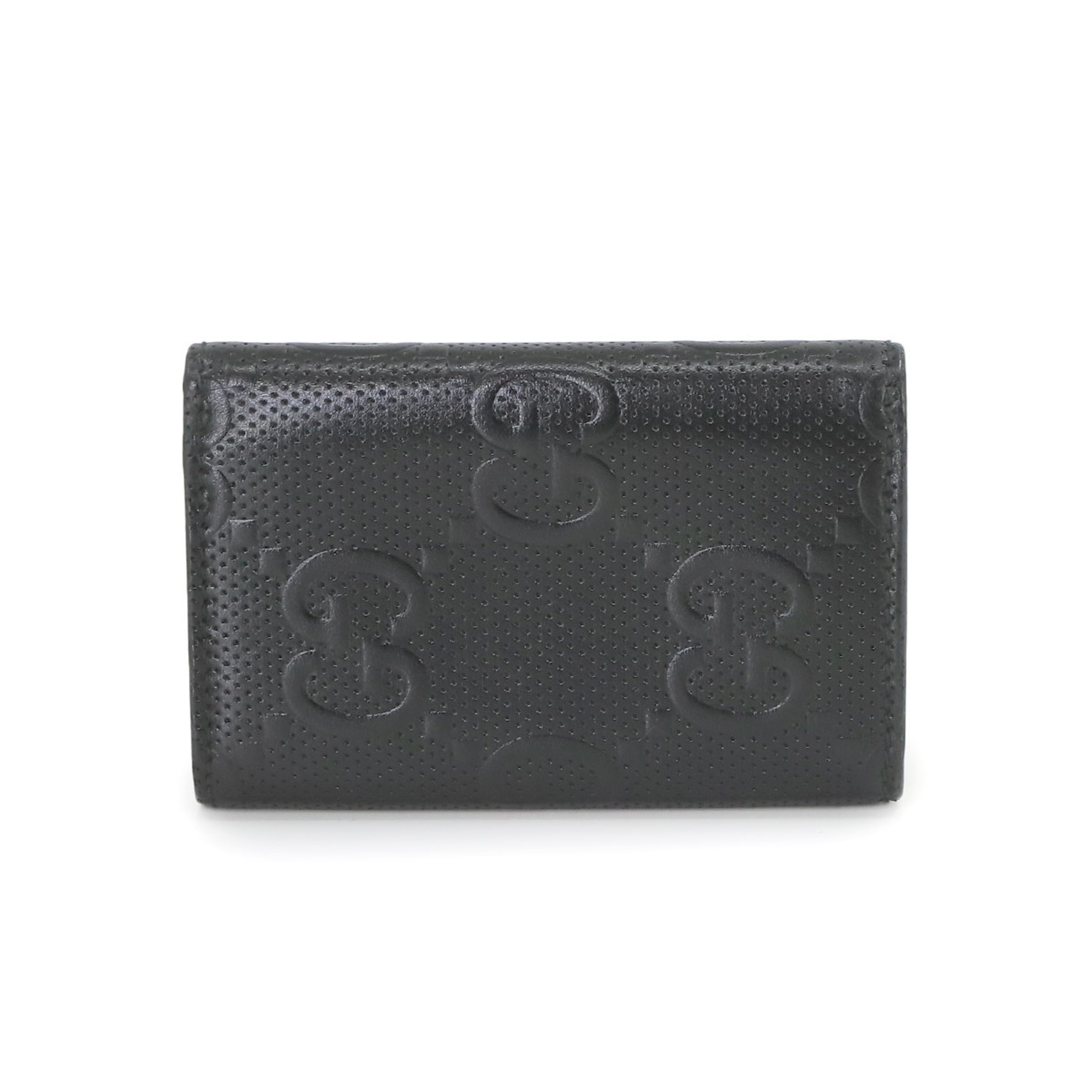 GUCCI GG embossed 6-ring key case leather black 625565 silver hardware Key Case