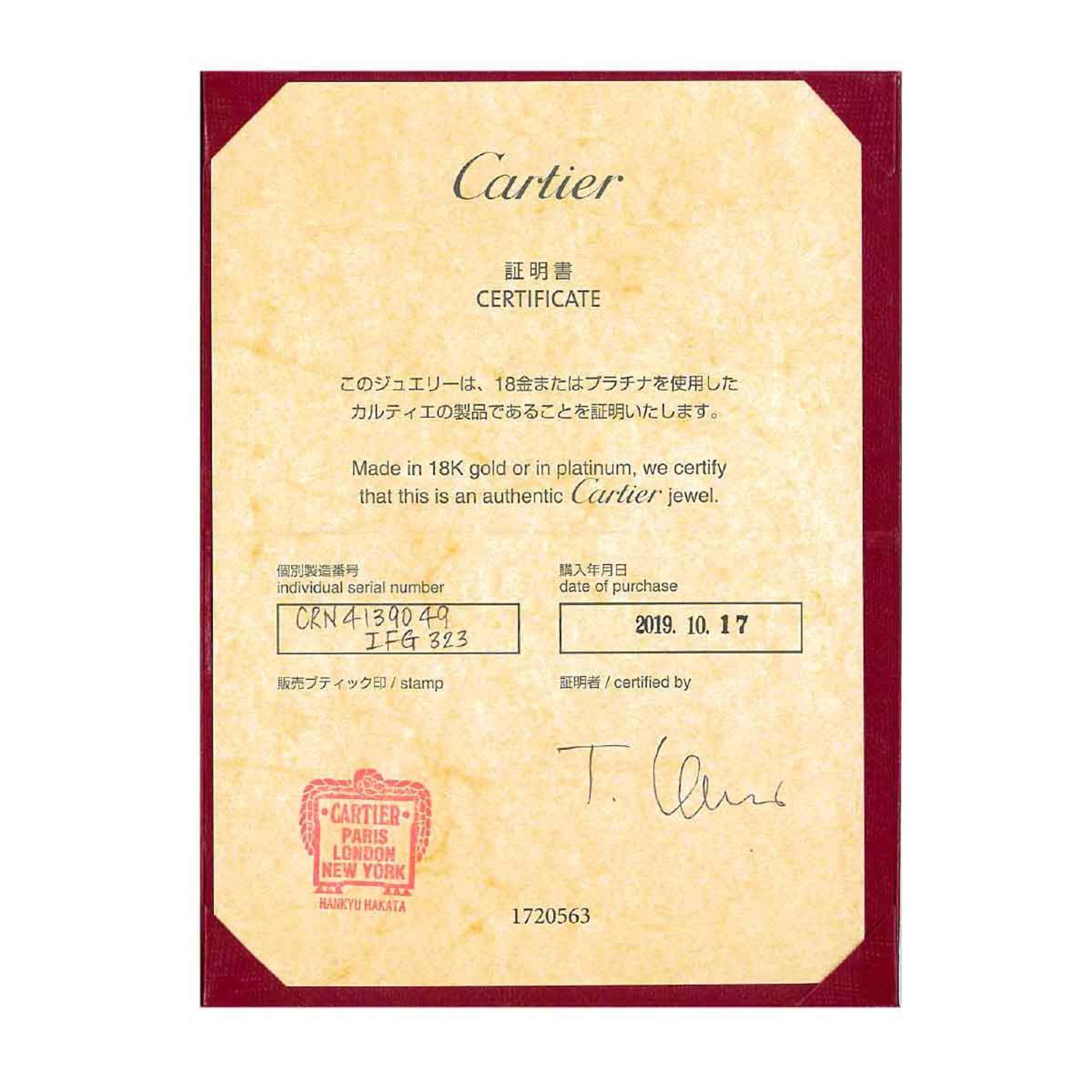 Cartier Solitaire Diamond 0.30ct G VVS2 3EX #49 Ring Pt Platinum