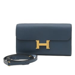 Hermes Constance To-Go Long Wallet Evercolor Blue de Plus B Stamp