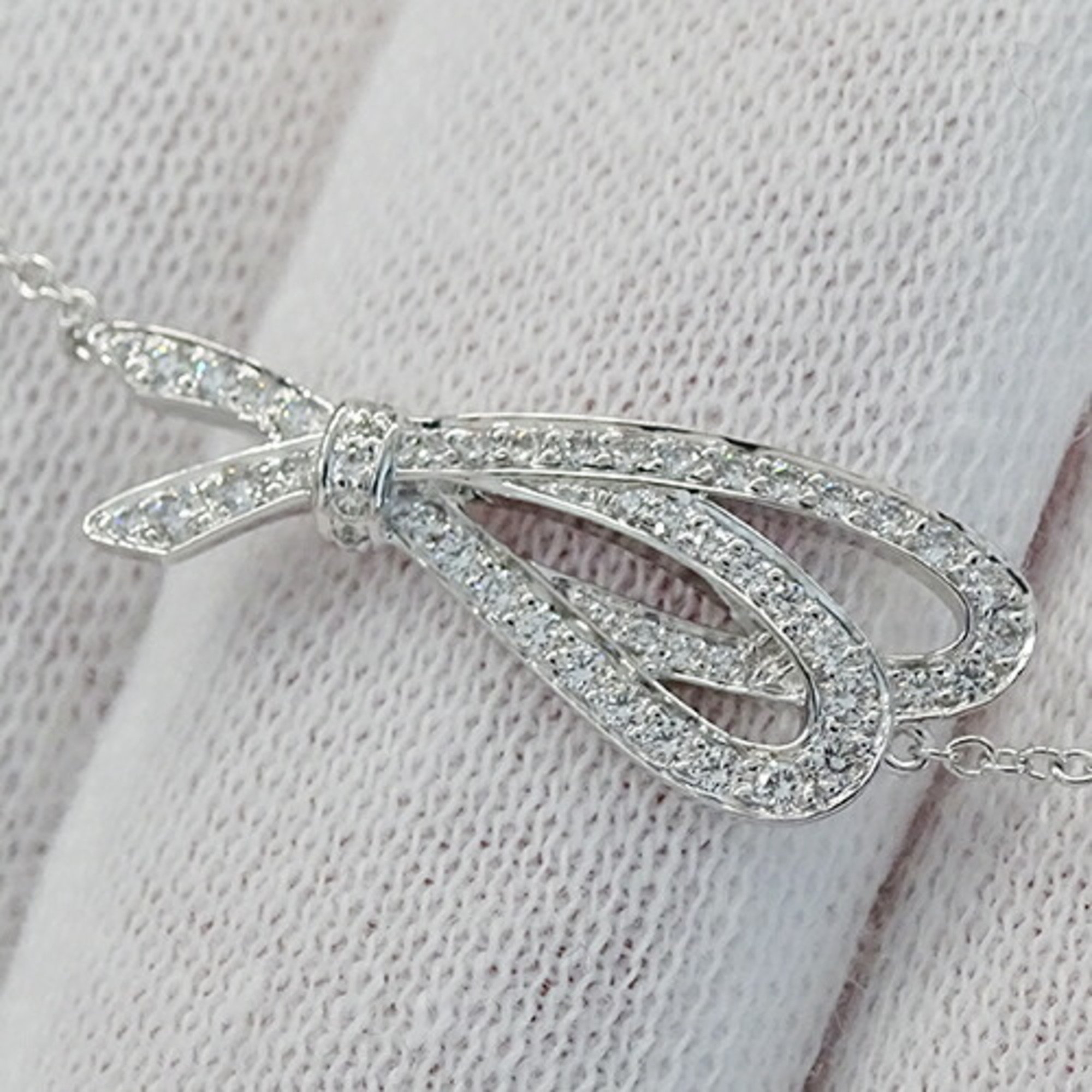 Tiffany & Co. Bracelet for Women 750WG Diamond Bow Ribbon White Gold Polished