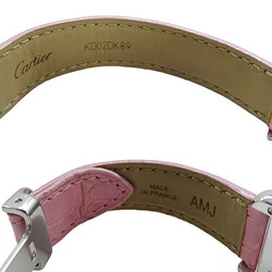 Cartier Ladies' Watch Must Tank SM 2000 Limited Edition Quartz Stainless Steel SS Leather W1016130 Silver Pink Polished