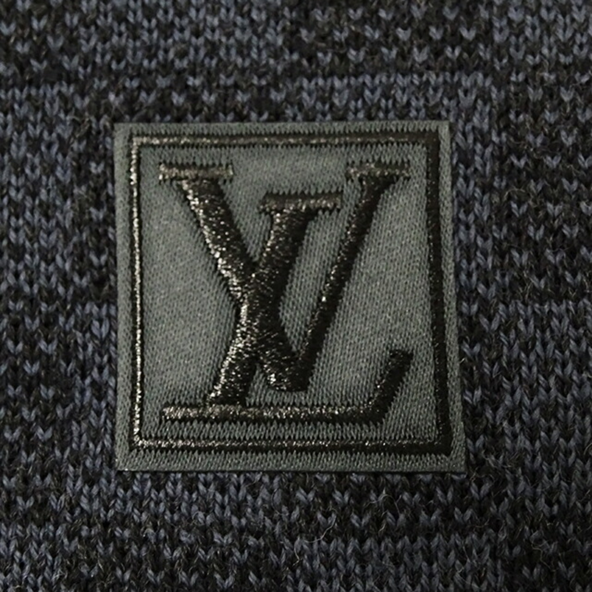 Louis Vuitton LOUIS VUITTON Scarf Men's Stole Wool Echarpe Petit Damier Navy Outing Blue Warm