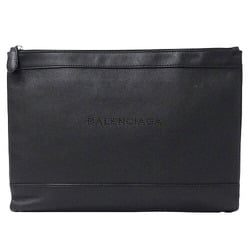 BALENCIAGA Bags for Women and Men, Clutch Bags, Second Navy Clip M, Leather, Black, 420407, Compact