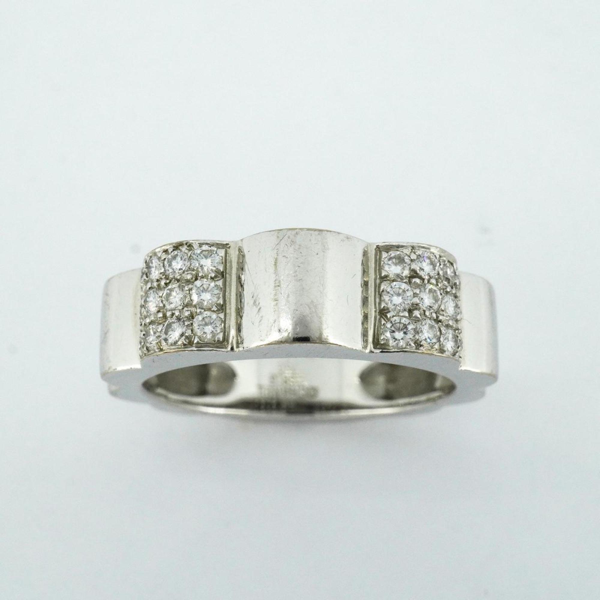 Chanel Ring Camellia Profield Diamond K18WG White Gold Women's