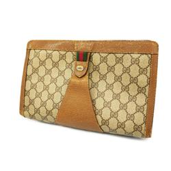 Gucci Clutch Bag GG Supreme Sherry Line 89 01 033 Leather Brown Women's