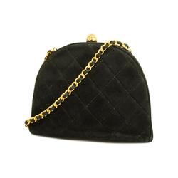 Chanel Shoulder Bag, Matelasse, Chain Shoulder, Suede, Black, Women's