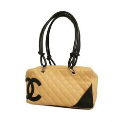 Chanel Shoulder Bag Cambon Lambskin Beige Women's