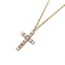 Cartier Necklace Cross Diamond K18PG Pink Gold Women's
