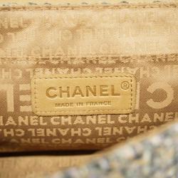 Chanel Shoulder Bag W Chain Tweed Pink Grey Women's