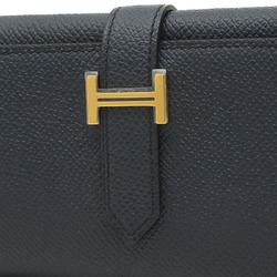 Hermes Bearn Combination Tri-fold Wallet Epson Blue Indigo B Stamp