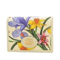 Gucci GG Marmont Flora Bi-fold Wallet Canvas Multicolor White 577347