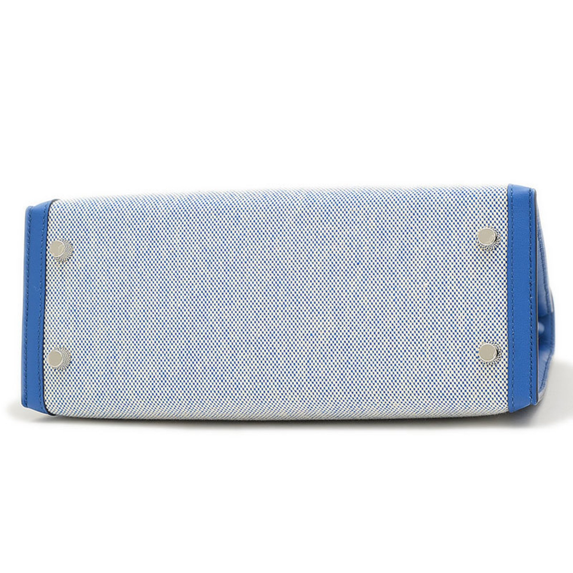 Hermes Kelly 25 Outer Stitching Handbag Toile Swift Blue France Ecru B Stamp