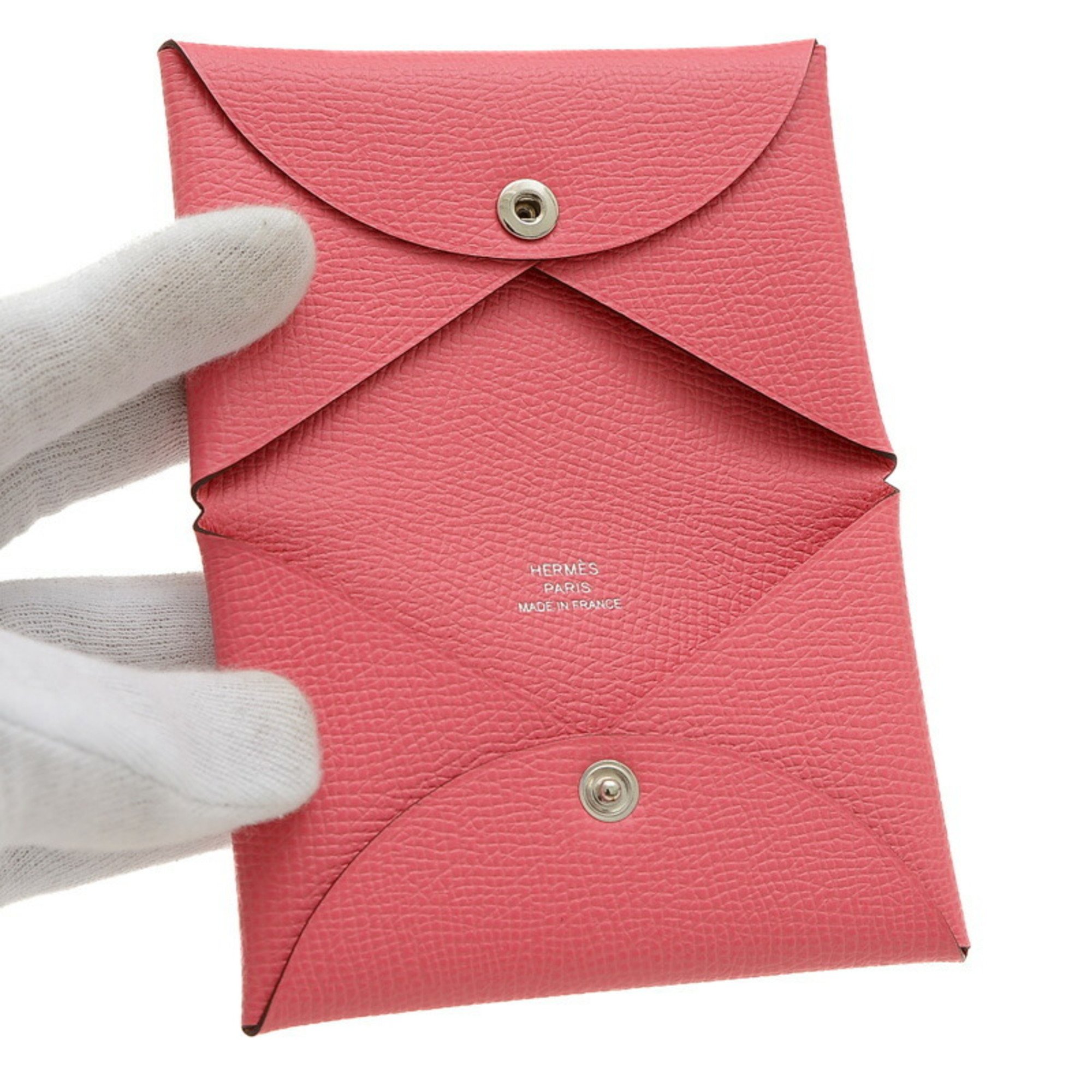 Hermes Calvi Business Card Holder/Card Case Epson Rose Azalee B Engraved