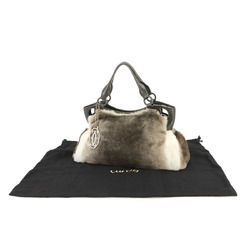 Cartier Marcello de SM Hand Bag Rabbit Fur Leather Brown