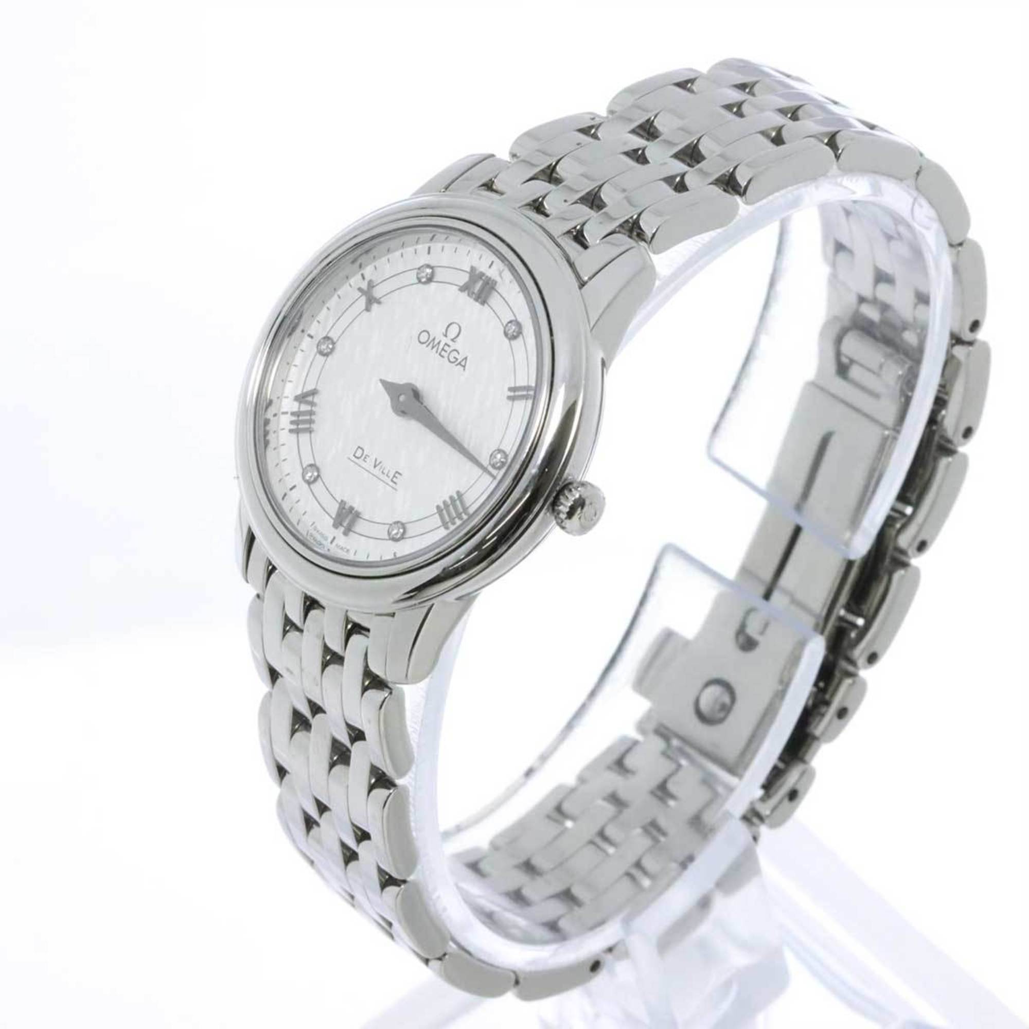 OMEGA De Ville Prestige 424 10 27 60 52 002 Ladies Watch 6P Diamond Silver Quartz