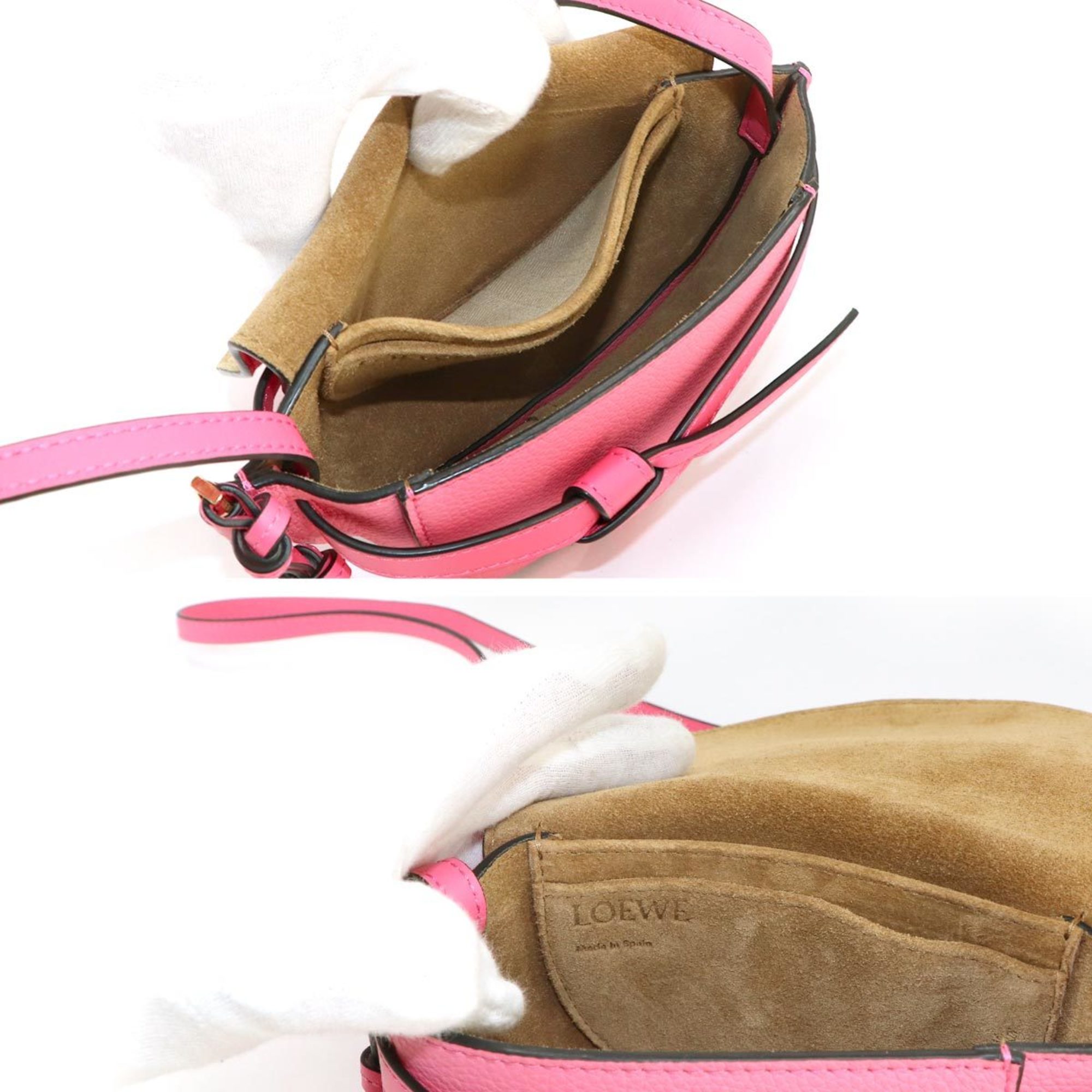 LOEWE Gate Bag Shoulder Leather Pink 321.12.U62 Gold Hardware Mini