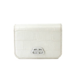 BALENCIAGA BB Compact Wallet Tri-fold Leather White 601387