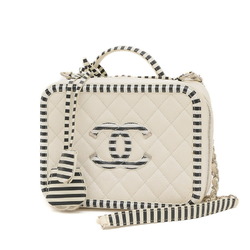 Chanel CC Filigree Vanity 2Way Bag Caviar Skin White Black A93343