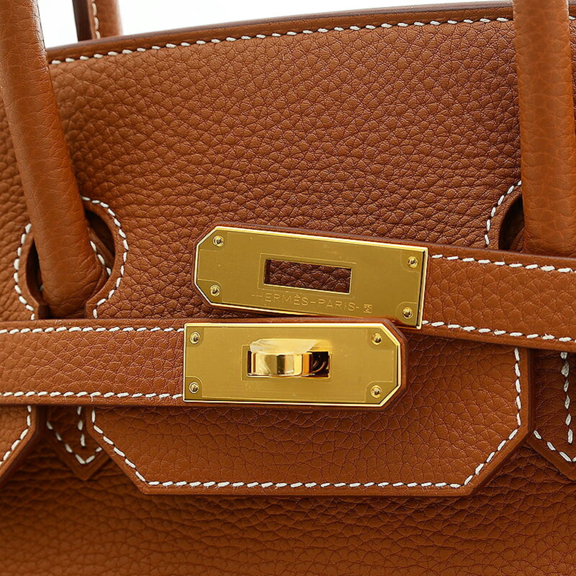 Hermes Birkin 35 Handbag Togo Gold W Engraved