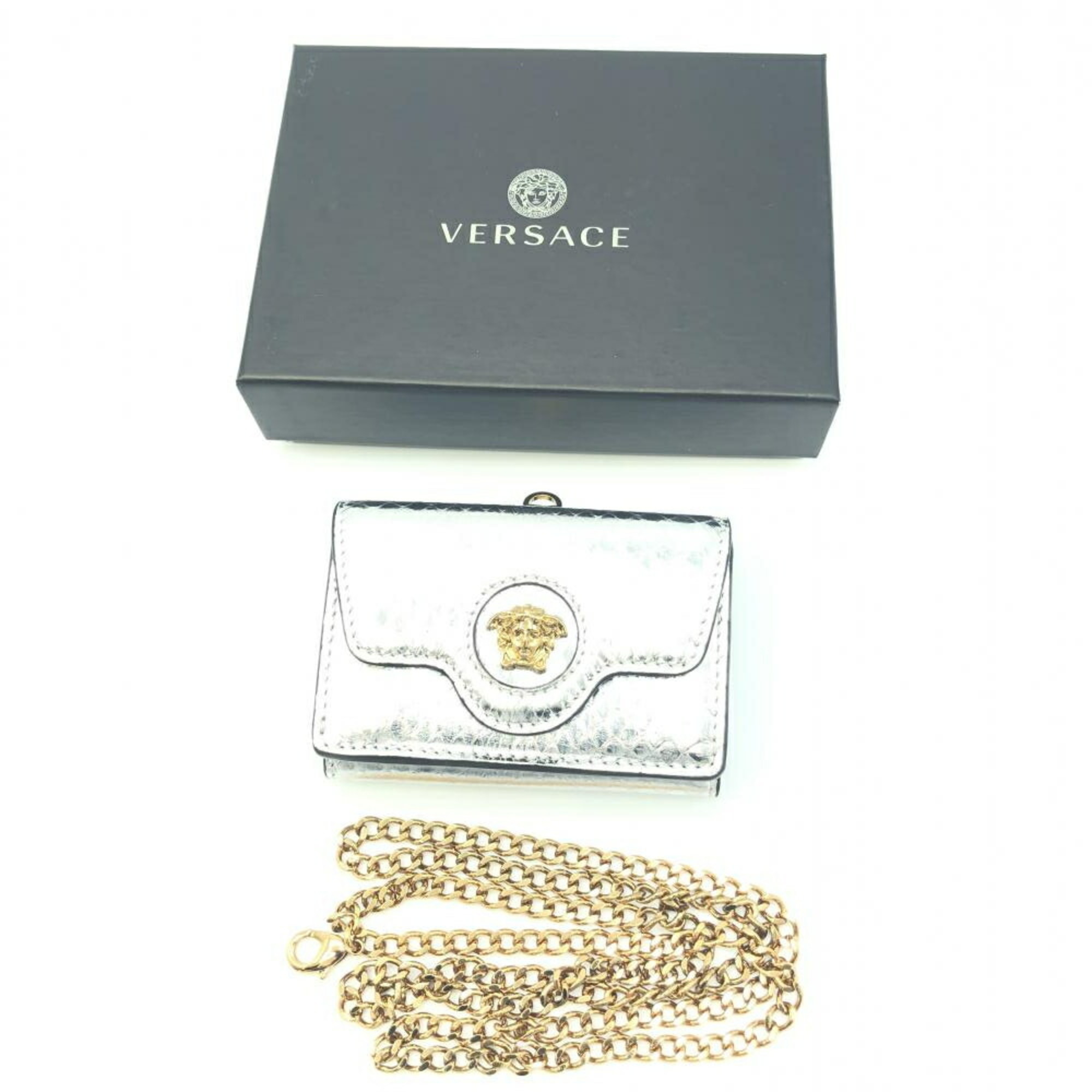 VERSACE Tri-fold wallet Chain Silver Versace