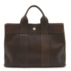 HERMES Hermes Foul Tote PM bag Handbag All leather Dark brown □F stamp