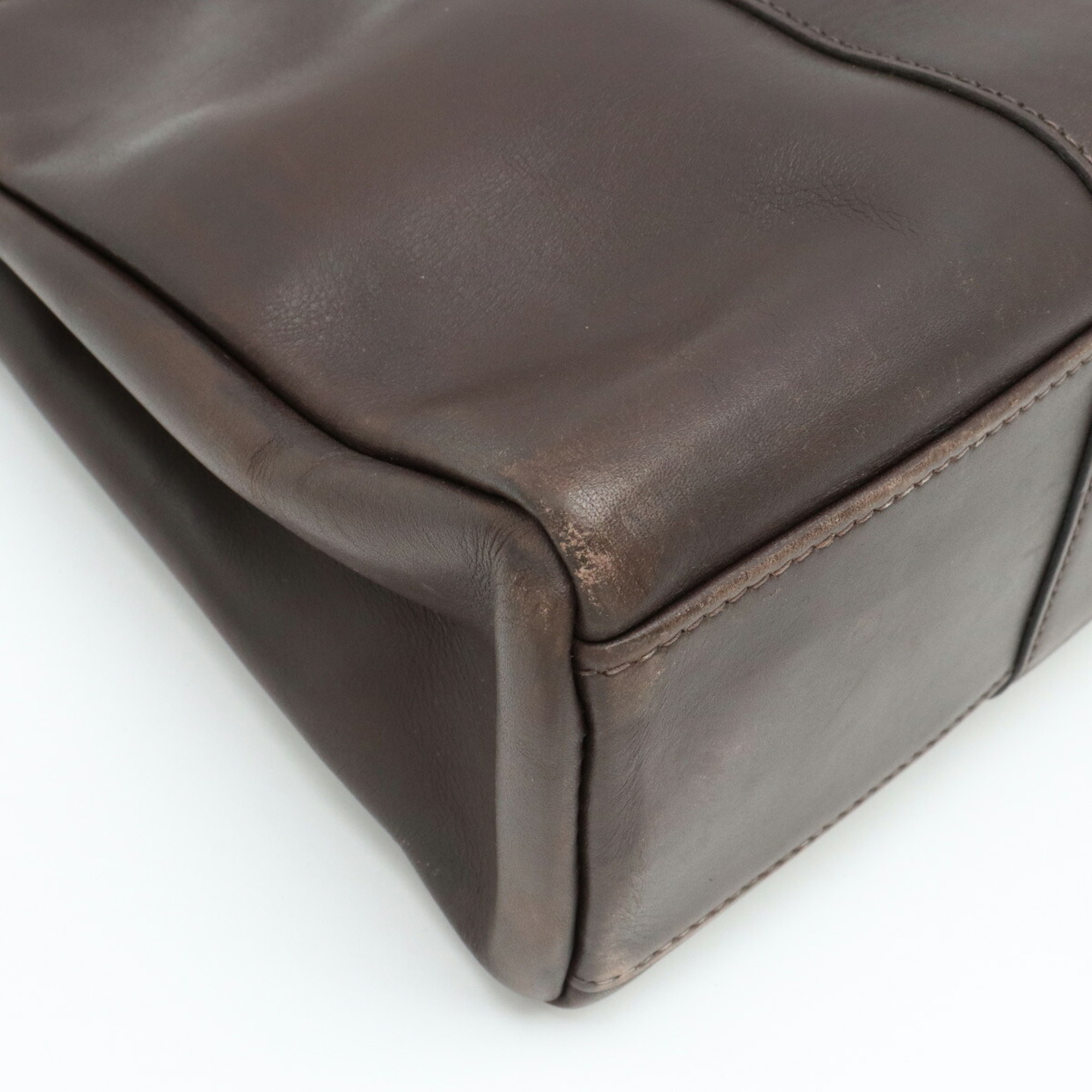 HERMES Hermes Foul Tote PM bag Handbag All leather Dark brown □F stamp