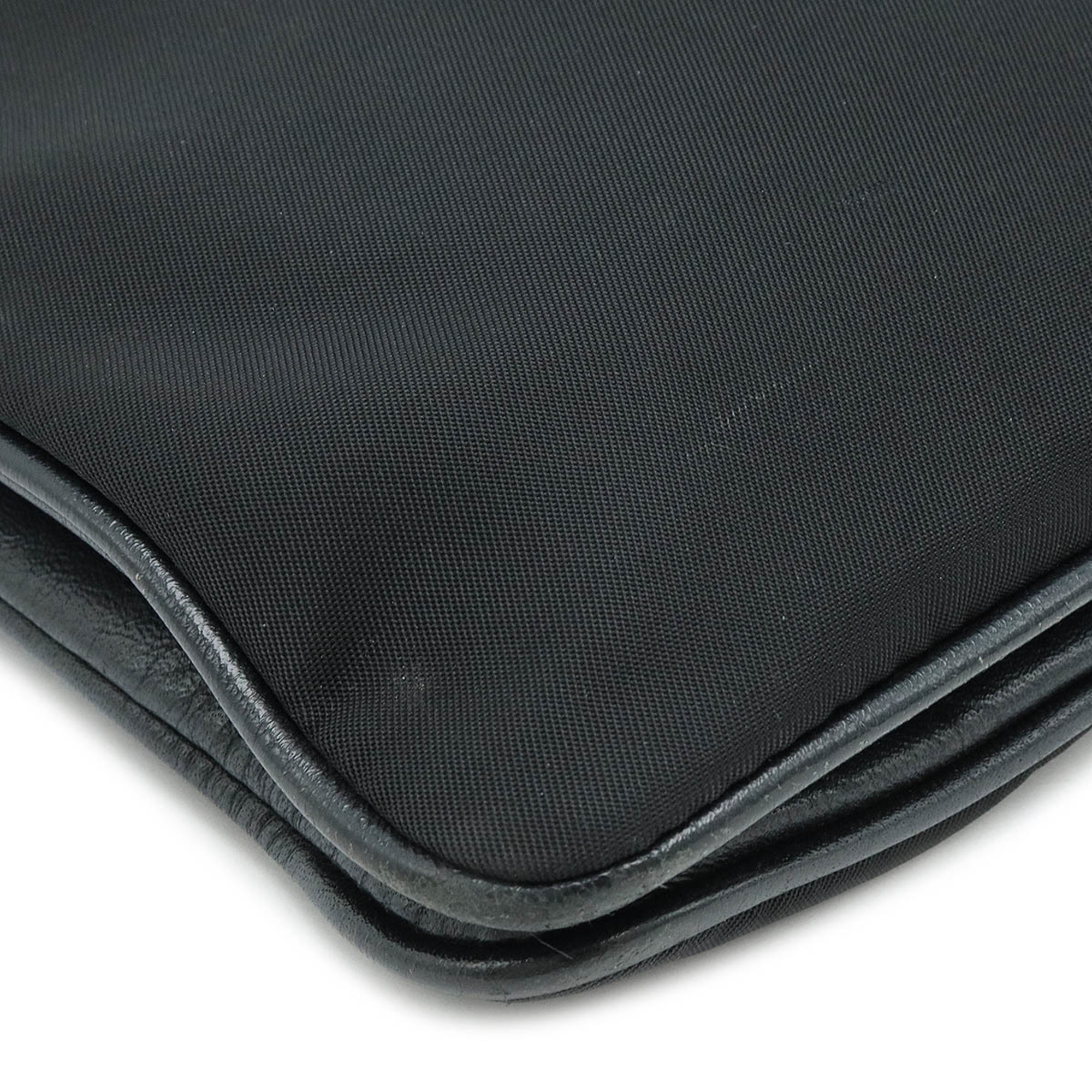 PRADA Prada Shoulder Bag Pochette Clutch Nylon Leather NERO Black Purchased at a domestic outlet 1BH046