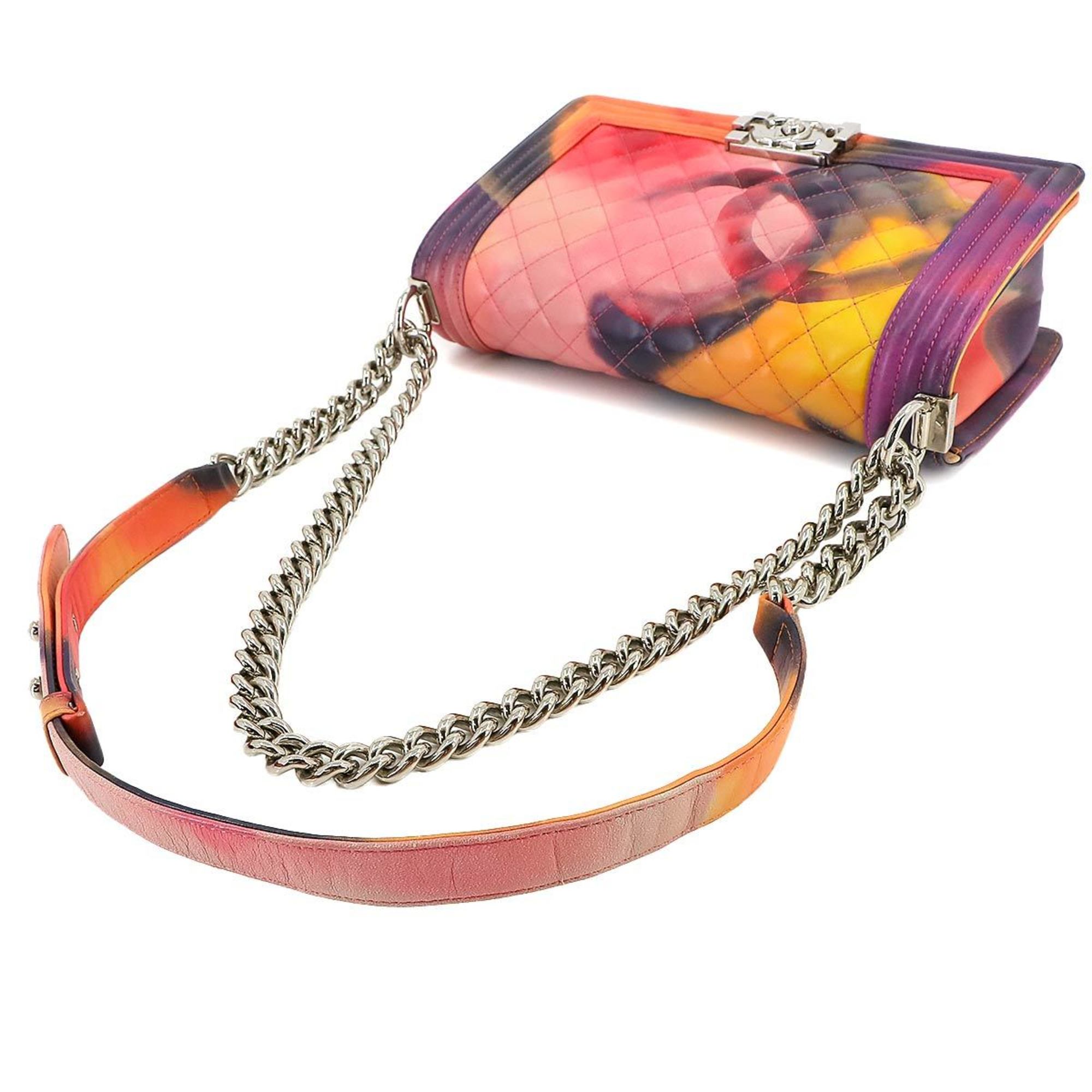 CHANEL Boy Chanel Chain Shoulder Bag Leather Multicolor A90833 Flower Power