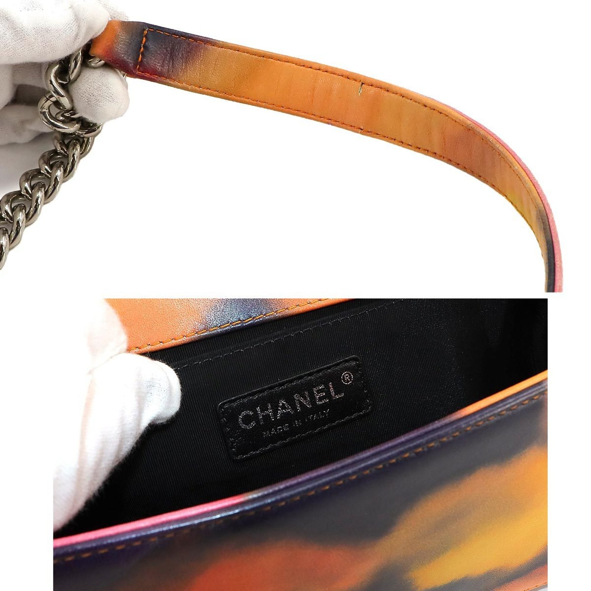 CHANEL Boy Chanel Chain Shoulder Bag Leather Multicolor A90833 Flower Power