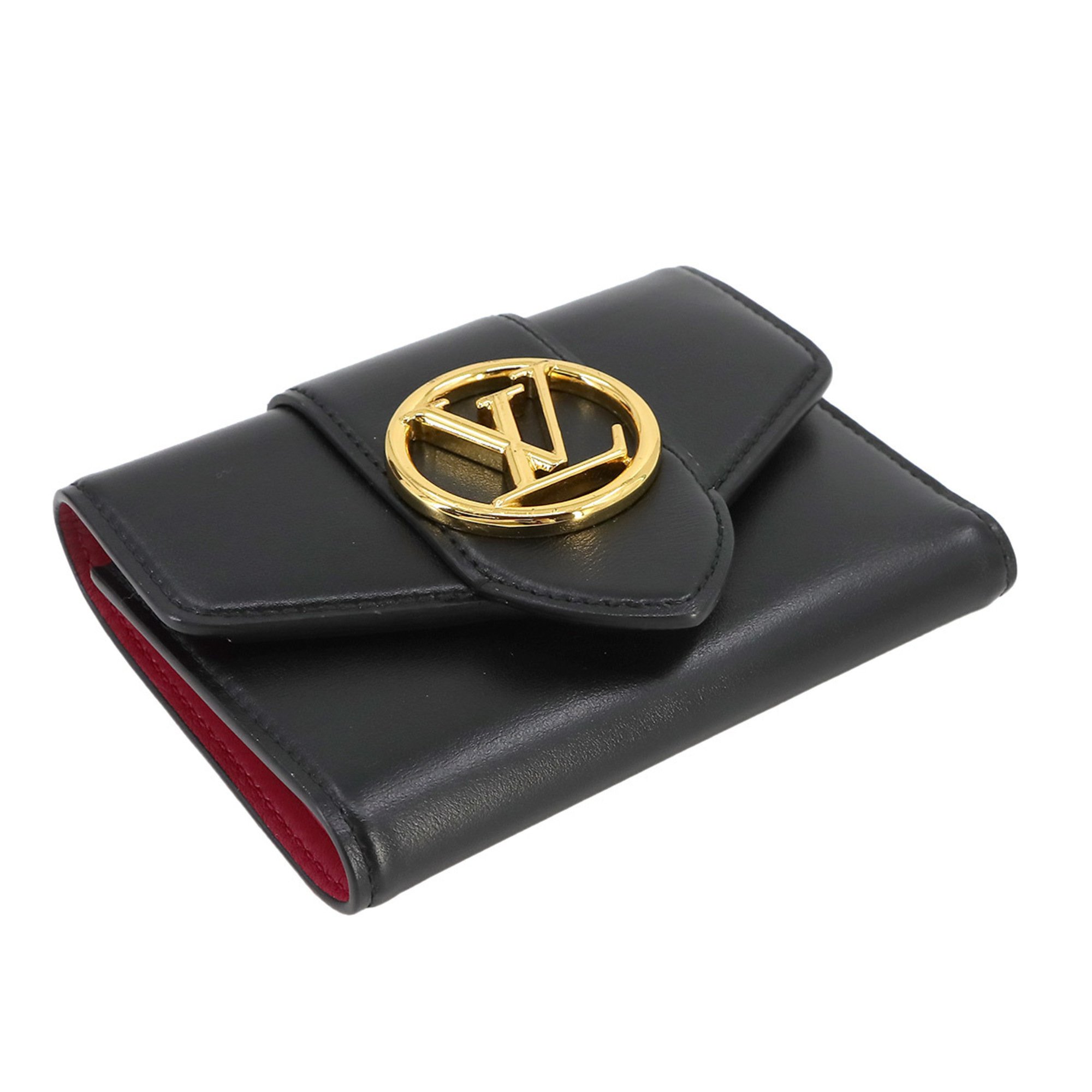 Louis Vuitton LOUIS VUITTON Portefeuille LV Pont Neuf Compact Tri-fold Leather Noir Gold Hardware M69175 RFID PONT 9 Wallet