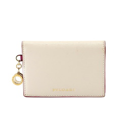 BVLGARI B.zero1 Business Card Holder/Card Case Leather Off-White Pink 288236 Gold Metal Fittings