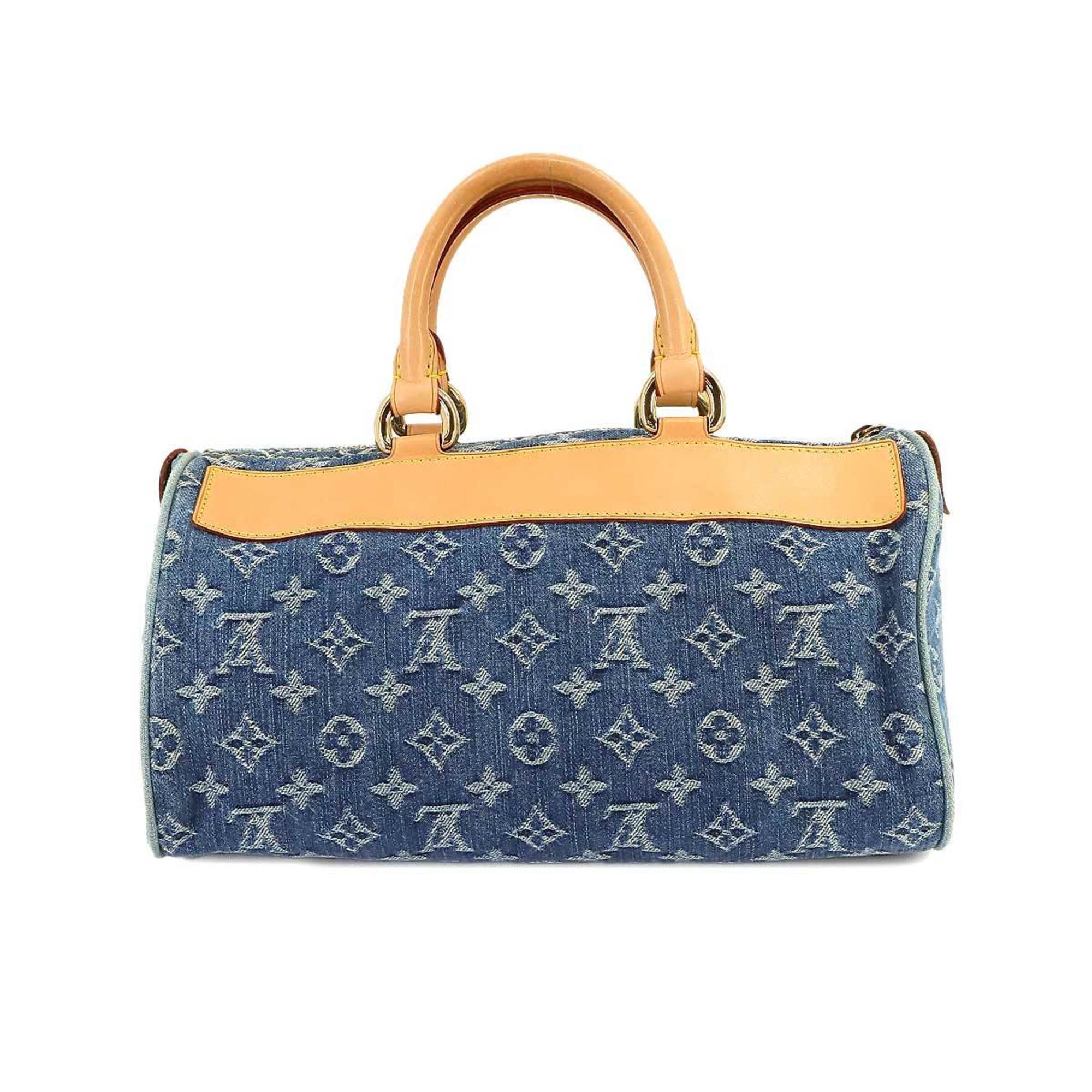 Louis Vuitton LOUIS VUITTON Monogram Denim Neo Speedy Hand Bag Canvas Leather Blue M95019