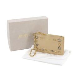 JIMMY CHOO Star Studs Wallet/Coin Case Coin Purse Leather Beige 121696