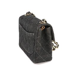 CHANEL Matelasse Chain Shoulder Bag Denim Black A01115 Gold Metal Fittings Mini