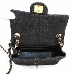 CHANEL Matelasse Chain Shoulder Bag Denim Black A01115 Gold Metal Fittings Mini