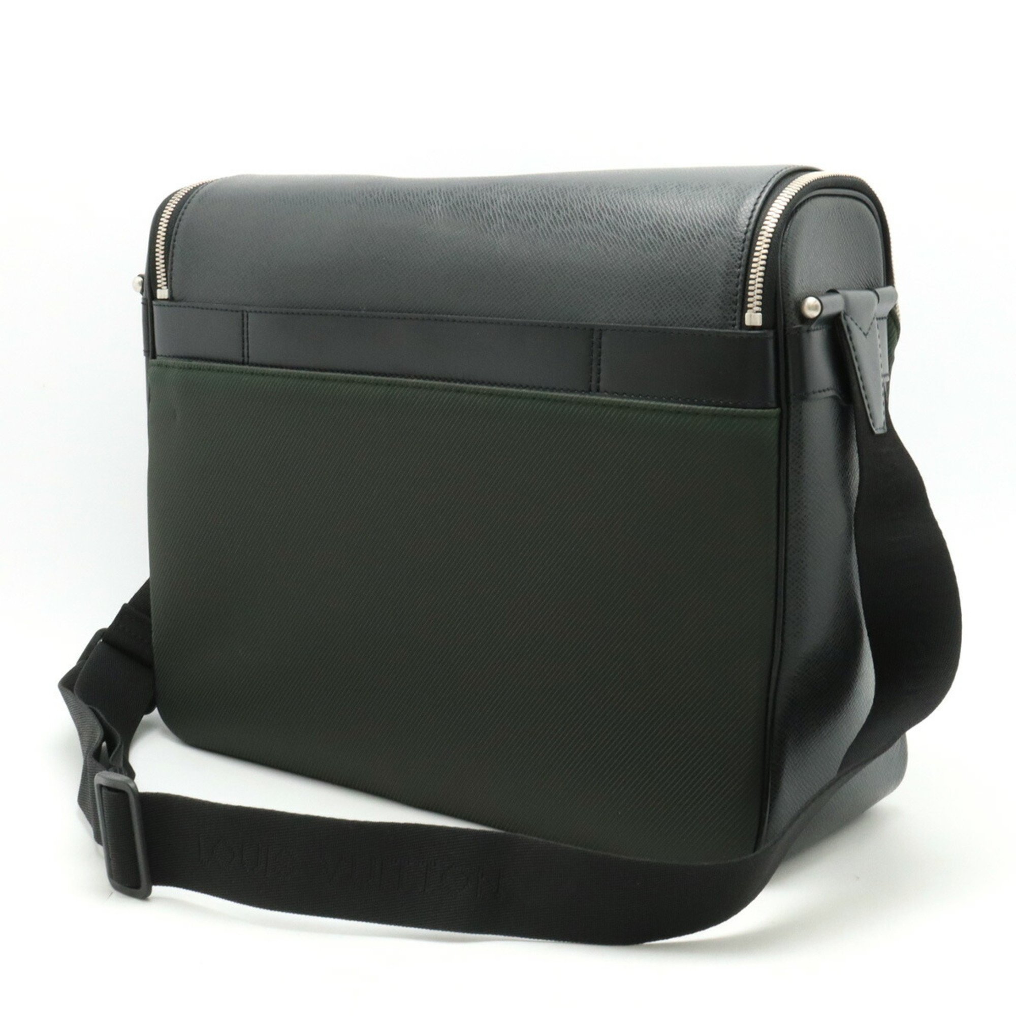 LOUIS VUITTON Louis Vuitton Taiga Taimir Shoulder Bag Leather Nylon Canvas Ardoise M30862