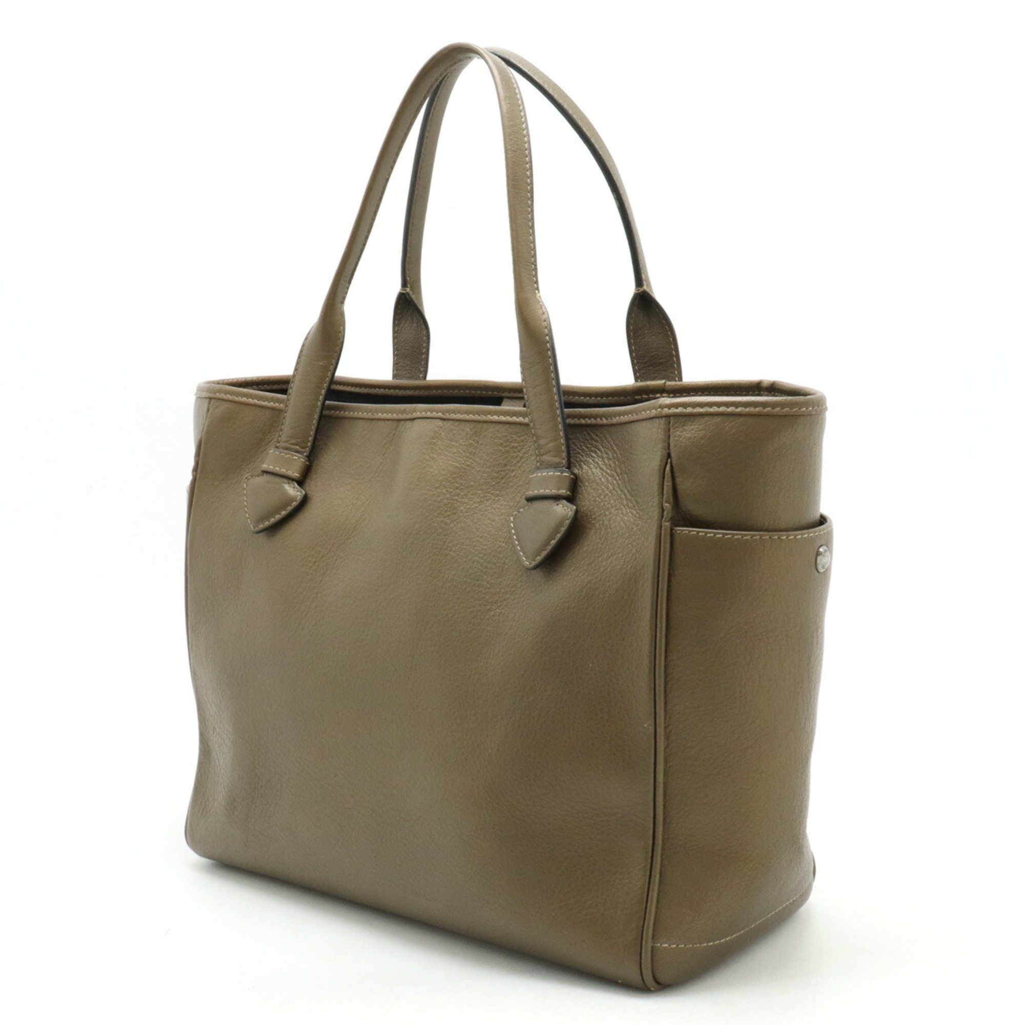 LOEWE Heritage Small Tote Bag Handbag Leather Bronze Khaki 377.79.751