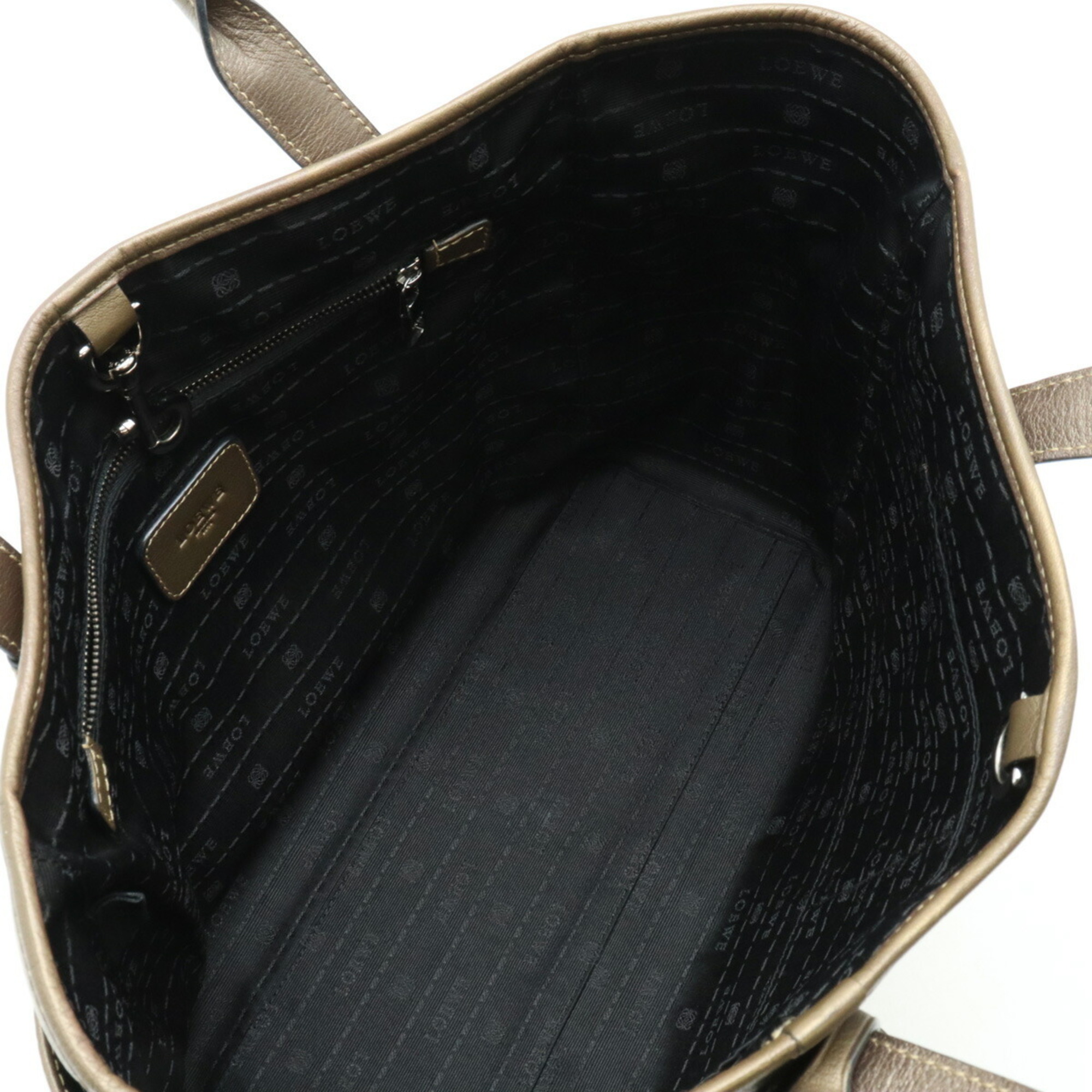 LOEWE Heritage Small Tote Bag Handbag Leather Bronze Khaki 377.79.751